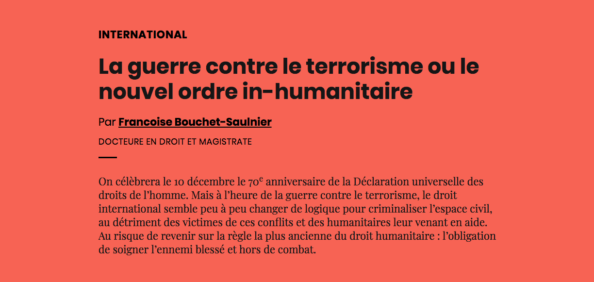 La Guerre Contre Le Terrorisme Ou Le Nouvel Ordre In Humanitaire Aoc