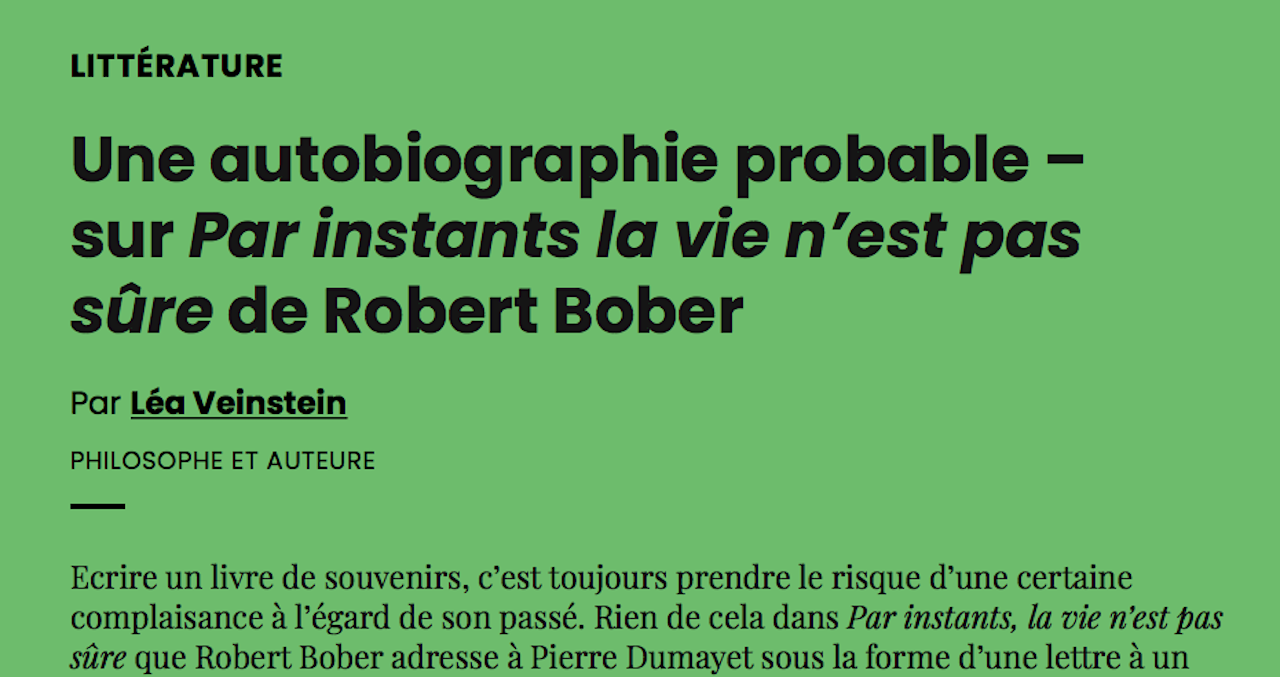 Robert Bober, un ami pour la vie - Le Temps