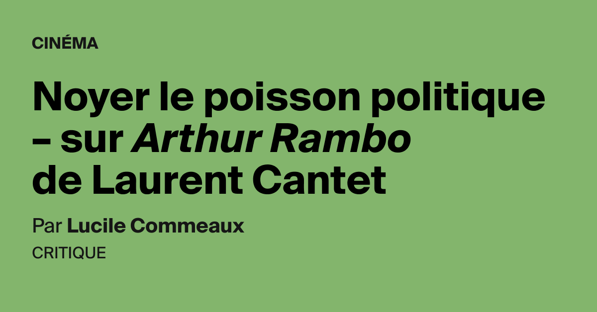 Noyer le poisson politique – sur Arthur Rambo de Laurent Cantet - AOC media