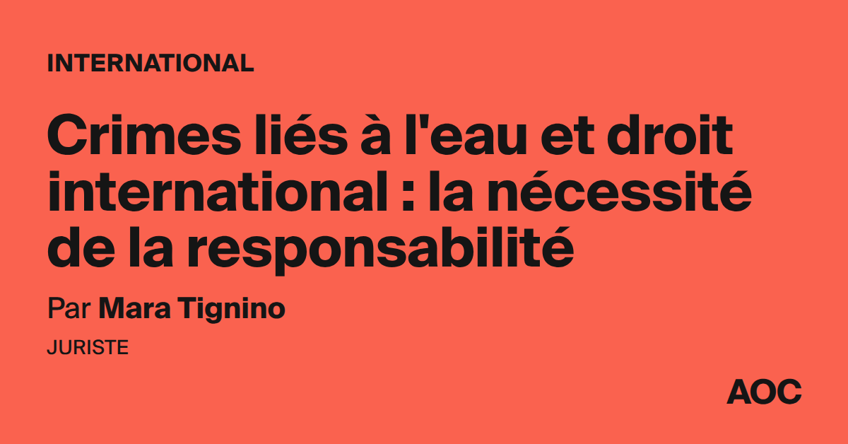 Crimes liés à l’eau et droit international : la nécessité de la responsabilité