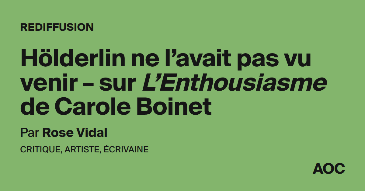 Hölderlin ne l’avait pas vu venir – sur L’Enthousiasme de Carole Boinet