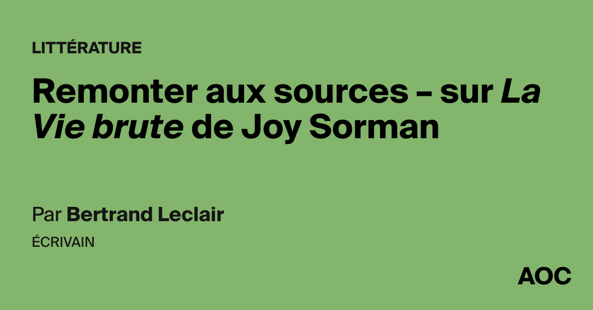 Remonter aux sources – sur La Vie brute de Joy Sorman